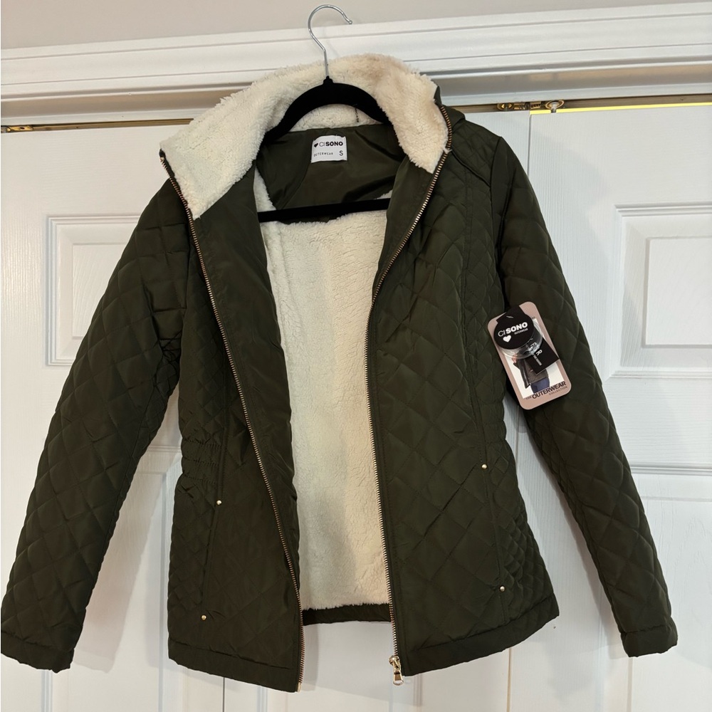 Ci Sono Women's Olive Quilted Puffer Jacket